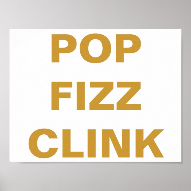 Pôster POP FIZZ - Sinal do carrinho do Bar da Parte CLINK (Frente)