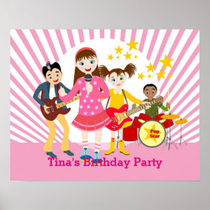 Poster Pop star girl birthday party