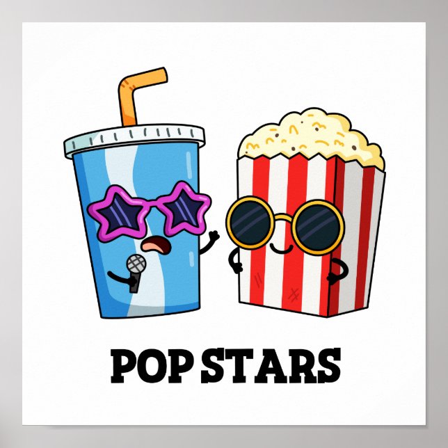 Poster Pop Stars Funny Soda Pop Popcorn Pun (Frente)