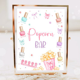 Poster Popcorn Bar Mani-Pedi Party Manicure Pedicure Girl