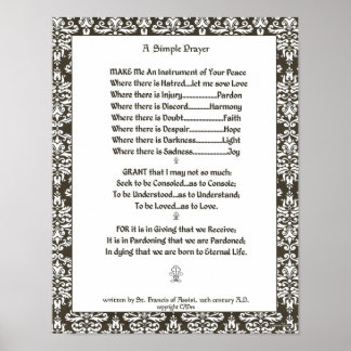 Pôster POPE FRANCIS=RUAS. FRANCIS SIMPLES PRAYER=Filigre