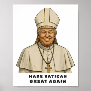 Poster Pope Trump Funny Trump Vaticano Christian Retro Ch