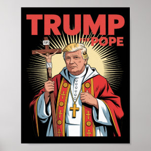 Poster Pope Trump Funny Trump Vaticano Christian Retro Ch