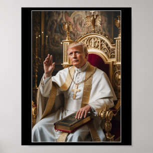 Poster Pope Trump Funny Trump Vaticano Christian Retro Ch