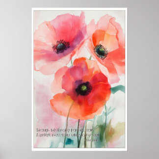 Poster Poppies de Cores Vermelhos com Cotação de Chaves