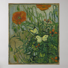 Poster Poppies e Borboletas por Vincent Van Gogh