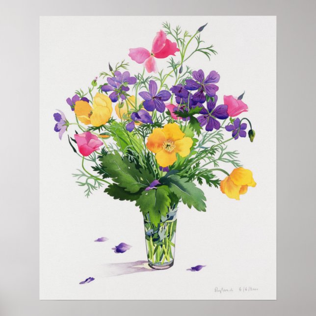 Pôster Poppies e Gerânios (Frente)