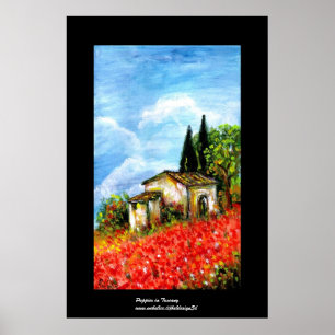 POSTER POPPIES IN TUSCANY