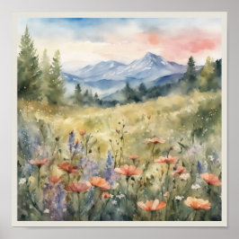 Poster Poppies No Campo Monta Cena Natural