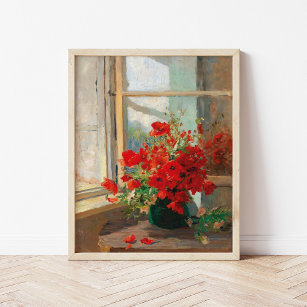 Poster Poppies pela janela   Olga Wisinger-Florian