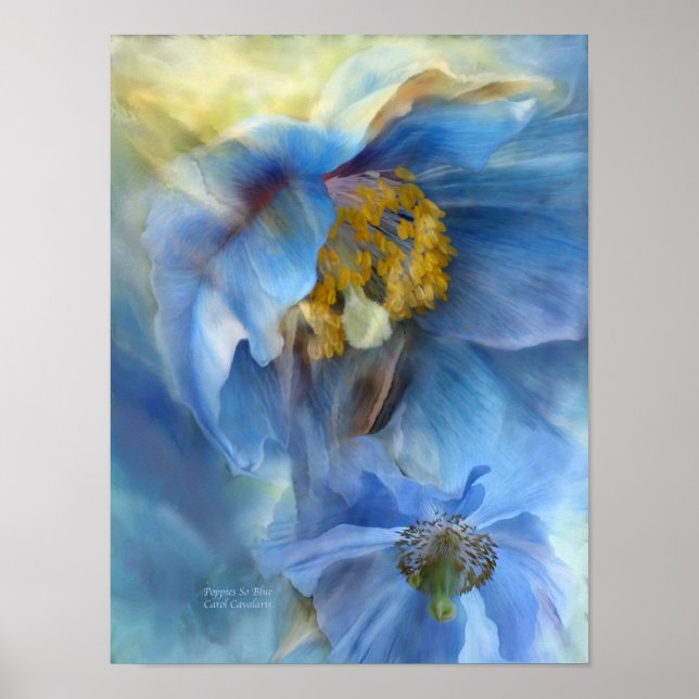 Poster Poppies So Blue Art Poster/Impressão (Frente)