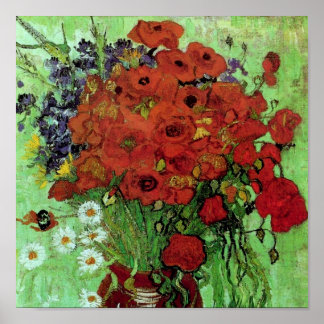 Pôster Poppies vermelhos e margaridas (F280) Van Gogh Fin
