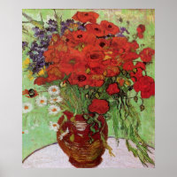 Poppies vermelhos e margaridas por Vincent Van Gog