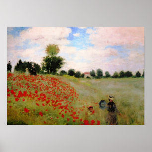 Poster Poppies vermelhos por Monet - Mulher Parasol do Ca
