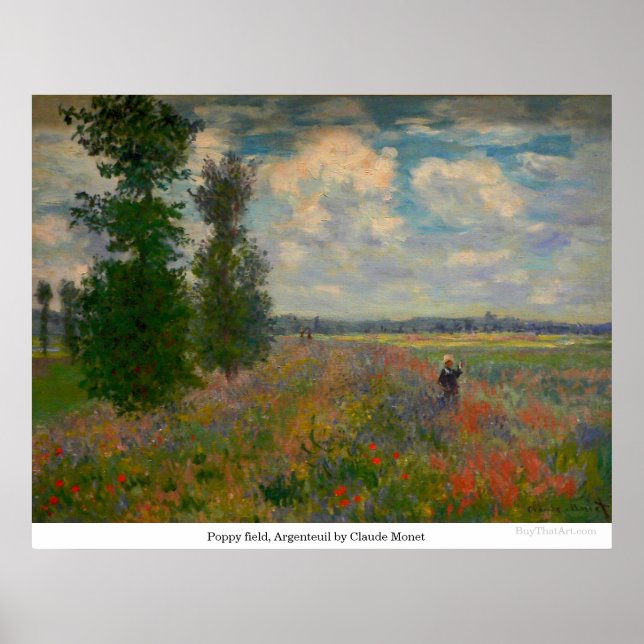 Poster Poppy field, Argenteuil por Claude Monet (Frente)