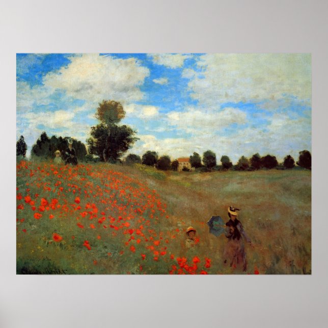 Poster Poppy Field Próximo da Argentina por Claude Monet (Frente)