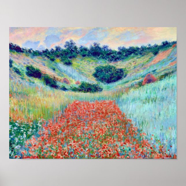 Pôster Poppy Flowers em campo, Claude Monet (Frente)