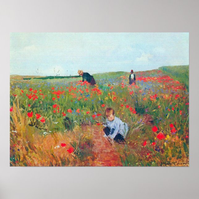 Pôster Poppy no campo por Mary Stevenson Cassatt (Frente)