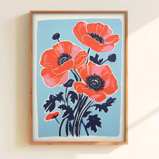 Poster Poppy Wall Art Poppy Print Download Red Poppy Post