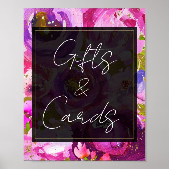 Poster Pops de Pink Purple Vibrant Cartões de Presente Si (Frente)