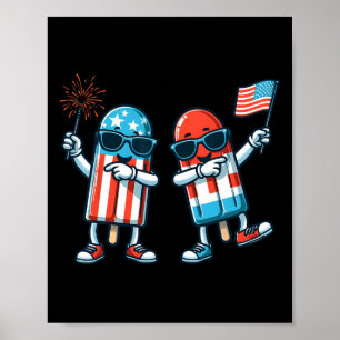 Poster Popsicle American Flag 4º Do Sumo Patriótico De Ju