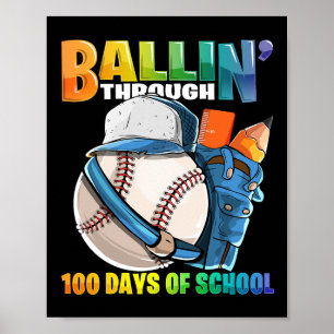 Poster Por 100 Dias De Jardim De Beisebol Escolar B