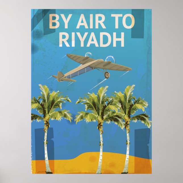 Poster Por Ar Para Riyadh Viagens vintage (Frente)