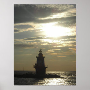 Pôster Por do sol 3 do farol do ponto de Oriente