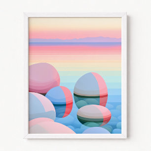 Poster Pôr do sol abstrato em Pastel Ombre Reflexos