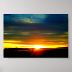 Poster Por do sol amarelo brilhante