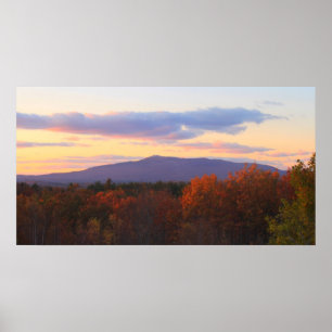 Poster Por do sol atrasado do outono de Monadnock da