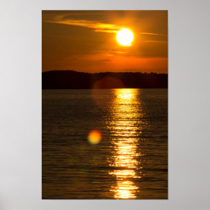 Pôster Por do sol, baía transversal, Michigan