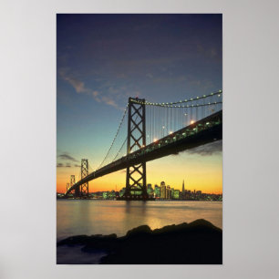 Poster Por do sol bonito: Ponte da baía, San Francisco,