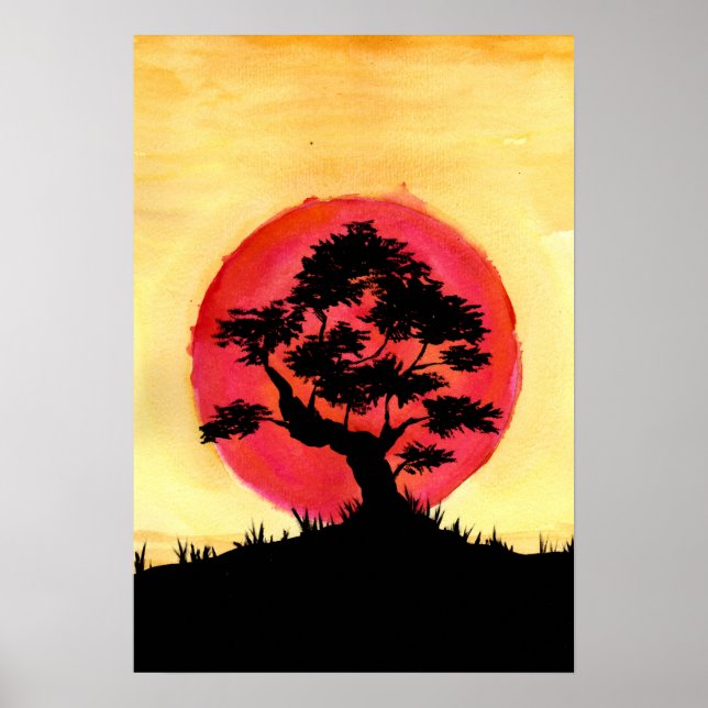 Poster Pôr do Sol Bonsai (Frente)