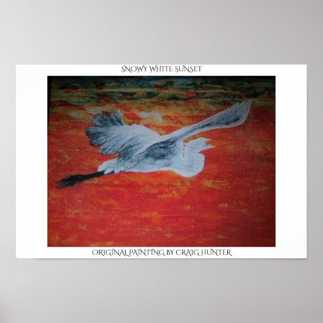 Poster pôr do sol branco nevado (Frente)