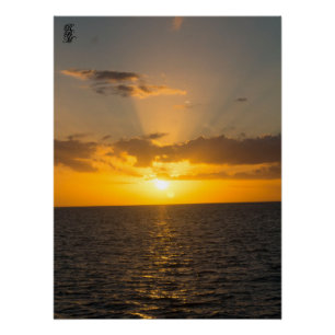 Pôster Pôr do sol brilhante no oceano