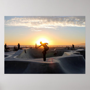 Pôster Por do sol Cali Skateboarding do parque do skate