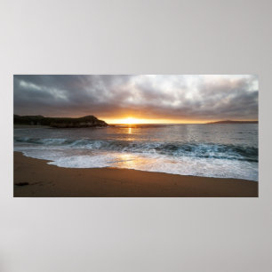 Pôster Por do sol Costa do Pacífico de Monterey,