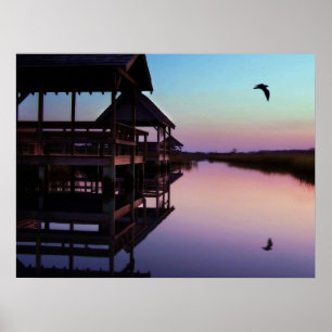 Poster Por do sol da angra da ilha de Pawleys