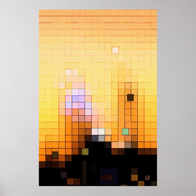 Poster pôr do sol da cidade (Frente)