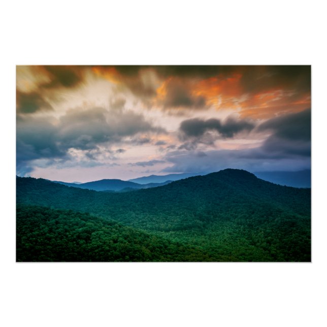 Pôster Por do sol da montanha (Frente)