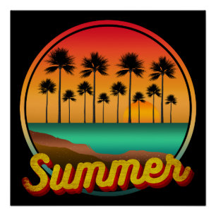 Pôster pôr do sol da natureza do verão