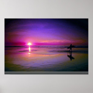 Pôster Por do sol da praia