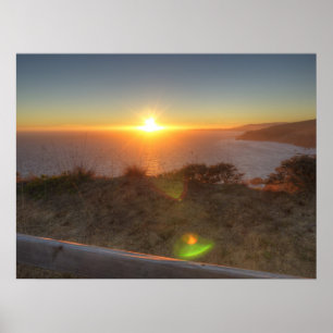 Pôster Por do sol da praia de Muir