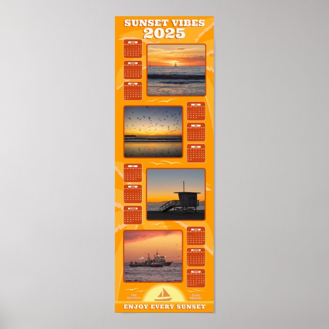 Poster Pôr do sol de 2025 e vibrações de praia (Frente)