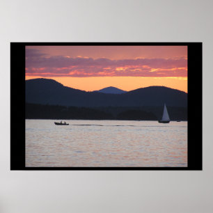 Poster Por do sol de Champlain do lago