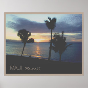 Poster Por do sol de Maui Havaí