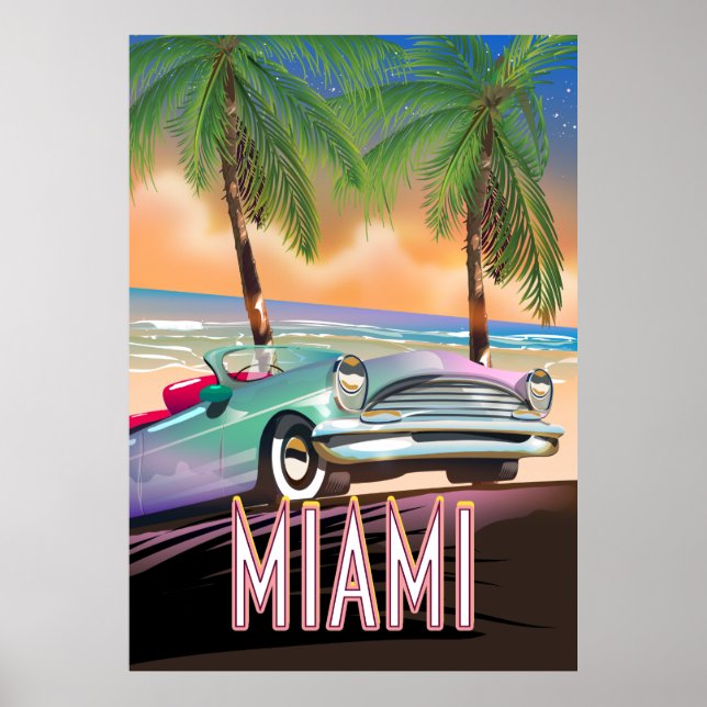 Poster pôr do sol de Miami (Frente)