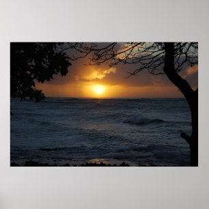 Pôster Por do sol de Oahu