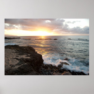 Pôster Por do sol de Oahu